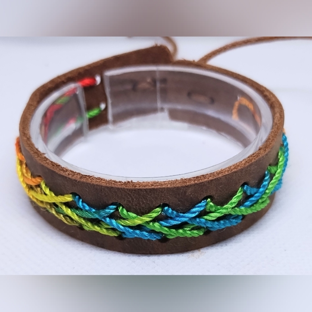 Men's‎ Leather Bracelet Braided Brown NEW f55